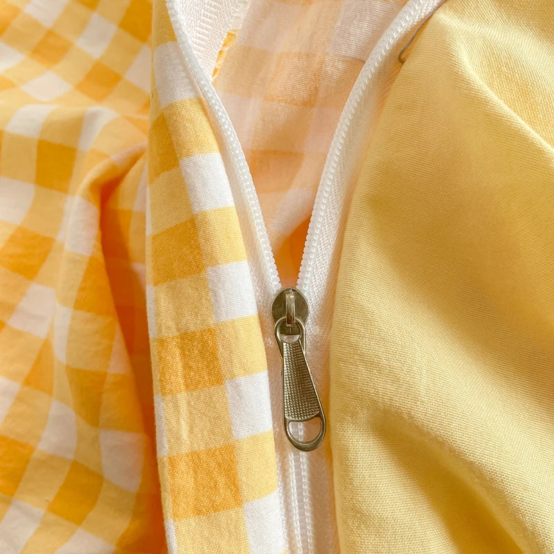 Housse de Couette - Motif à Carreaux Coloré Rétro Vintage
