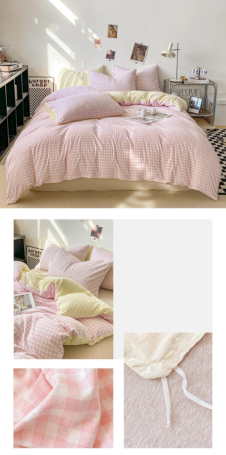 Housse de Couette - Motif à Carreaux Coloré Rétro Vintage