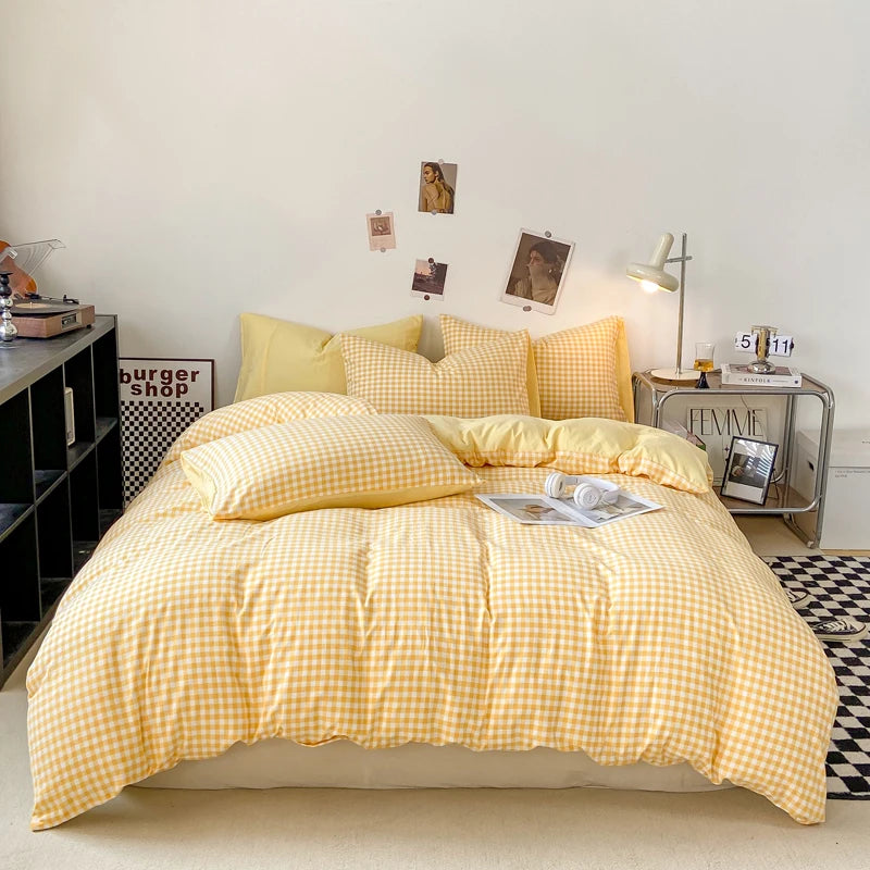 Housse de Couette - Motif à Carreaux Coloré Rétro Vintage