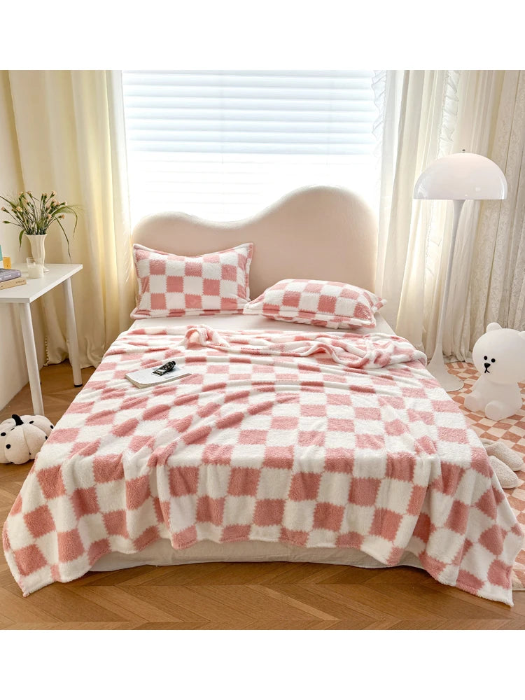 Couverture douce motif damier - Plaid