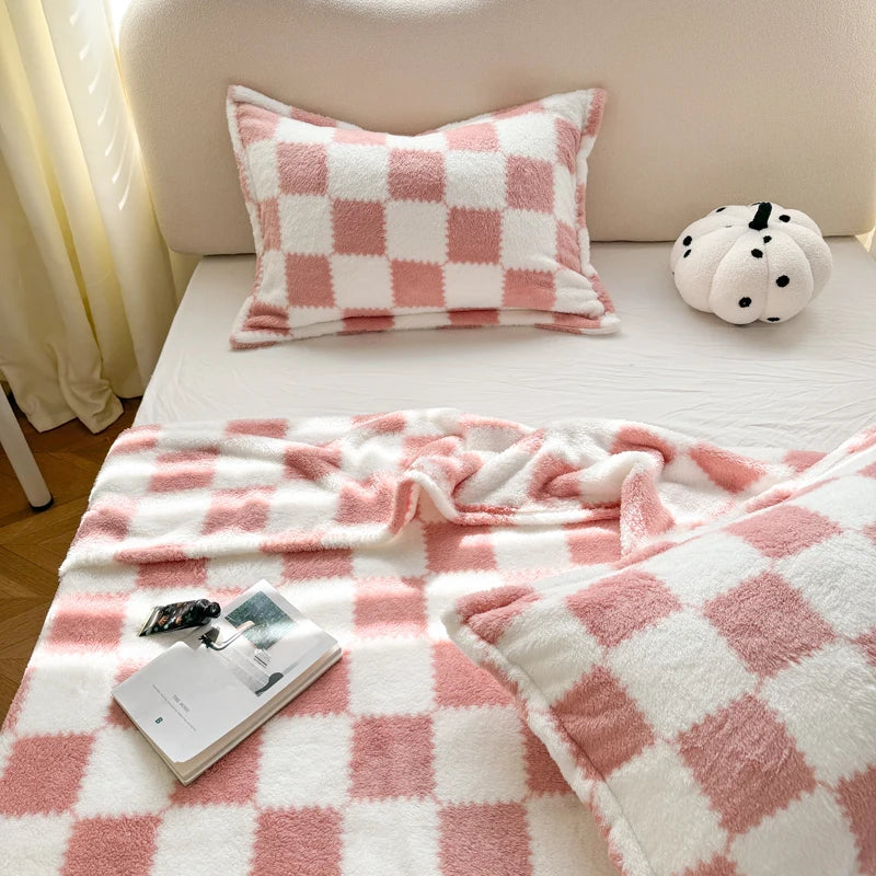 Couverture douce motif damier - Plaid