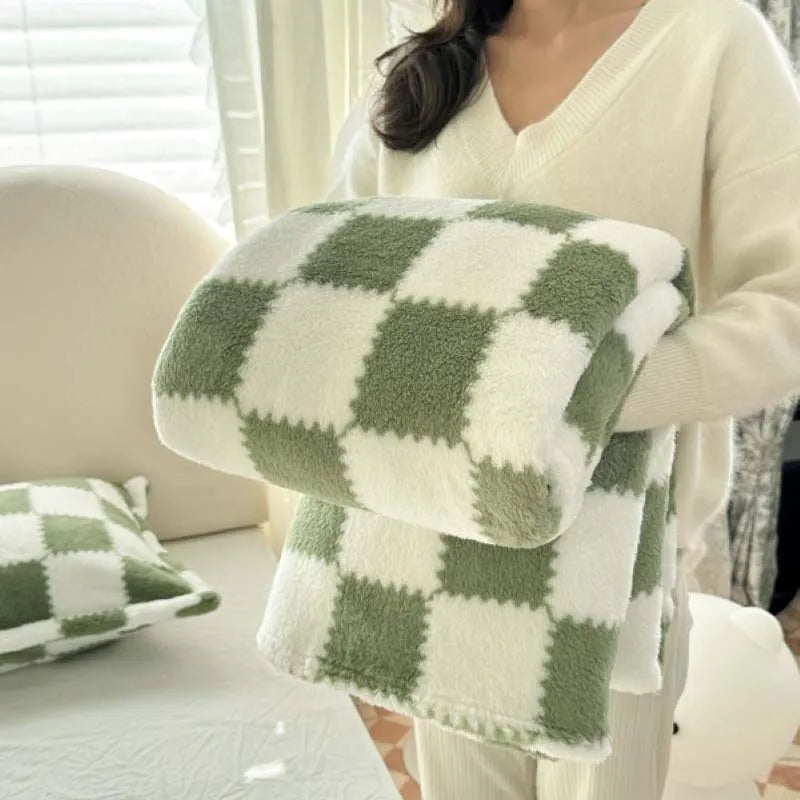 Couverture douce motif damier - Plaid