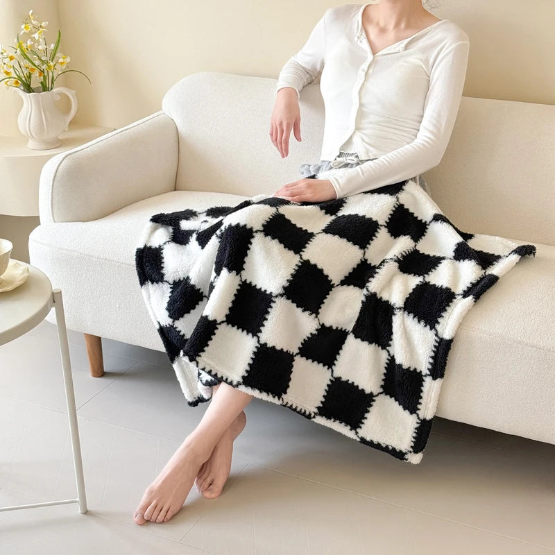 Couverture douce motif damier - Plaid