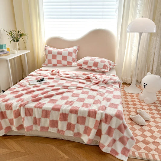 Couverture douce motif damier - Plaid