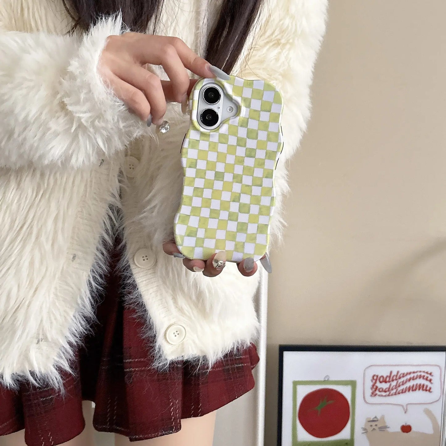 Coque Téléphone Damier - Compatible iPhone