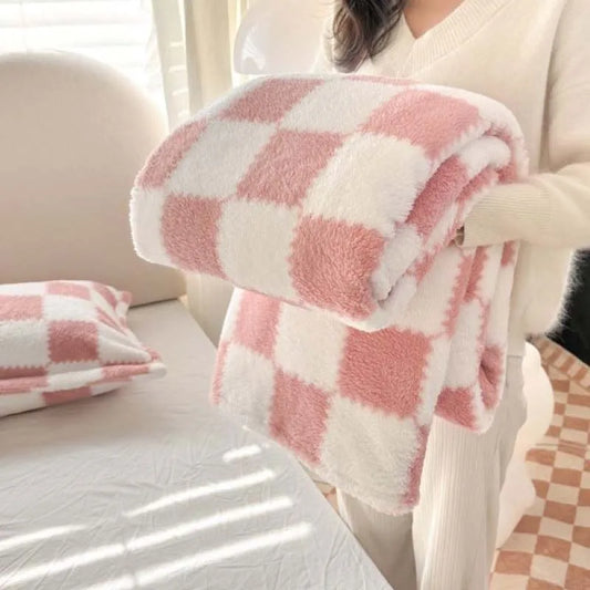 Couverture douce motif damier - Plaid