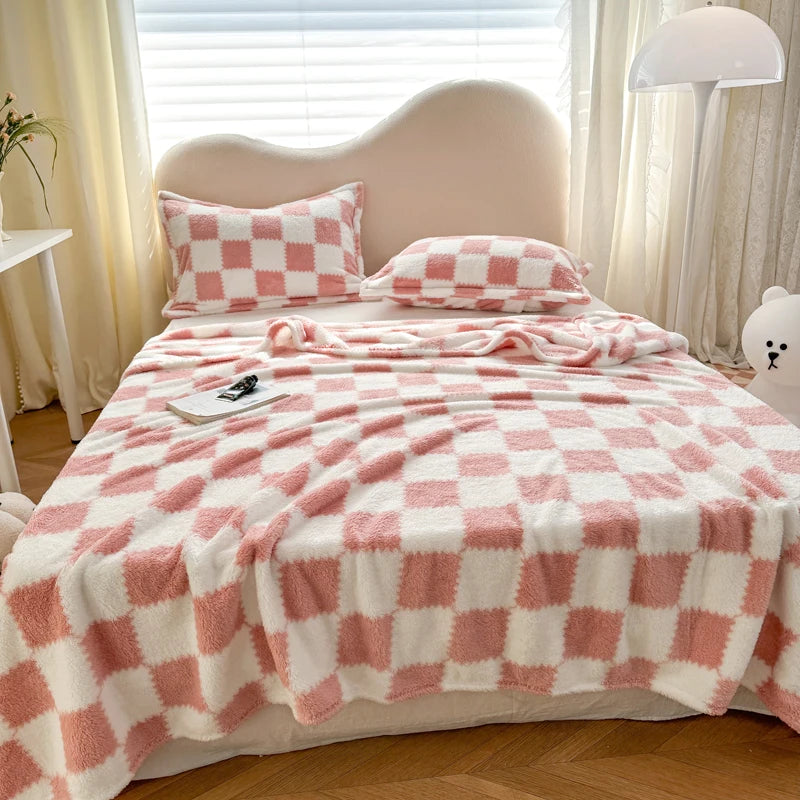 Couverture douce motif damier - Plaid