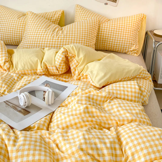 Housse de Couette - Motif à Carreaux Coloré Rétro Vintage