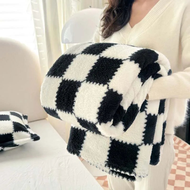 Couverture douce motif damier - Plaid