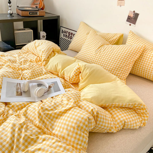 Housse de Couette - Motif à Carreaux Coloré Rétro Vintage