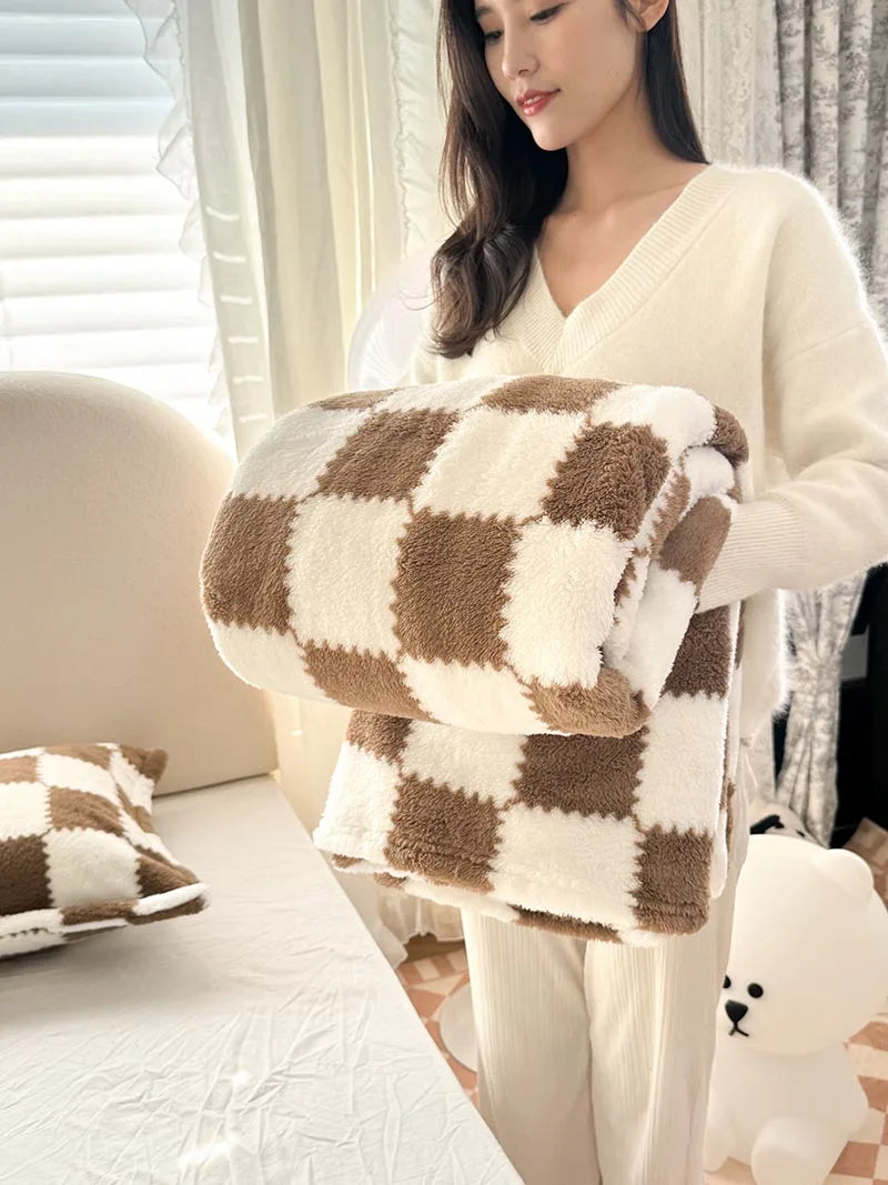 Couverture douce motif damier - Plaid