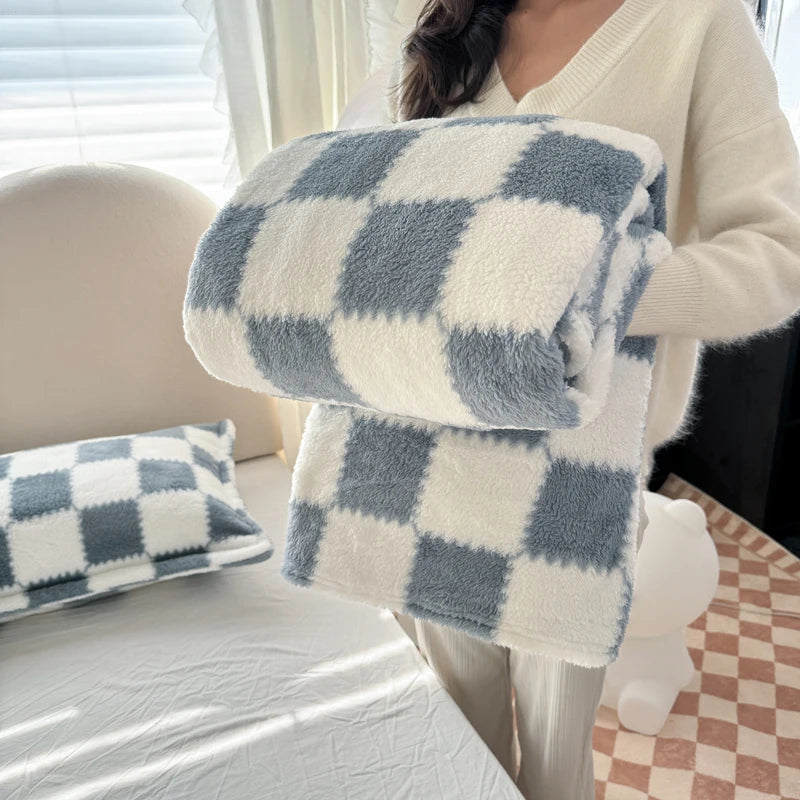 Couverture douce motif damier - Plaid